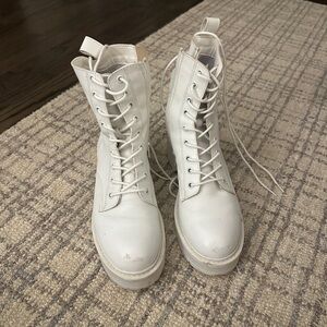 Steve Madden White Combat Boots